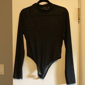 PRETTY LITTLE THING- mock neck mesh sheer body suit
